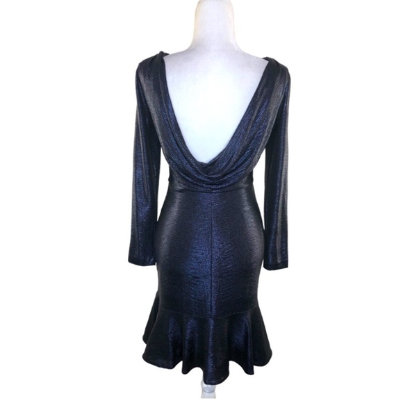 NWT NIGHTWAY Navy Long Sleeve Jewel Neck Knee Length Evening Sheath Dress Sz:4 - Picture 6 of 16